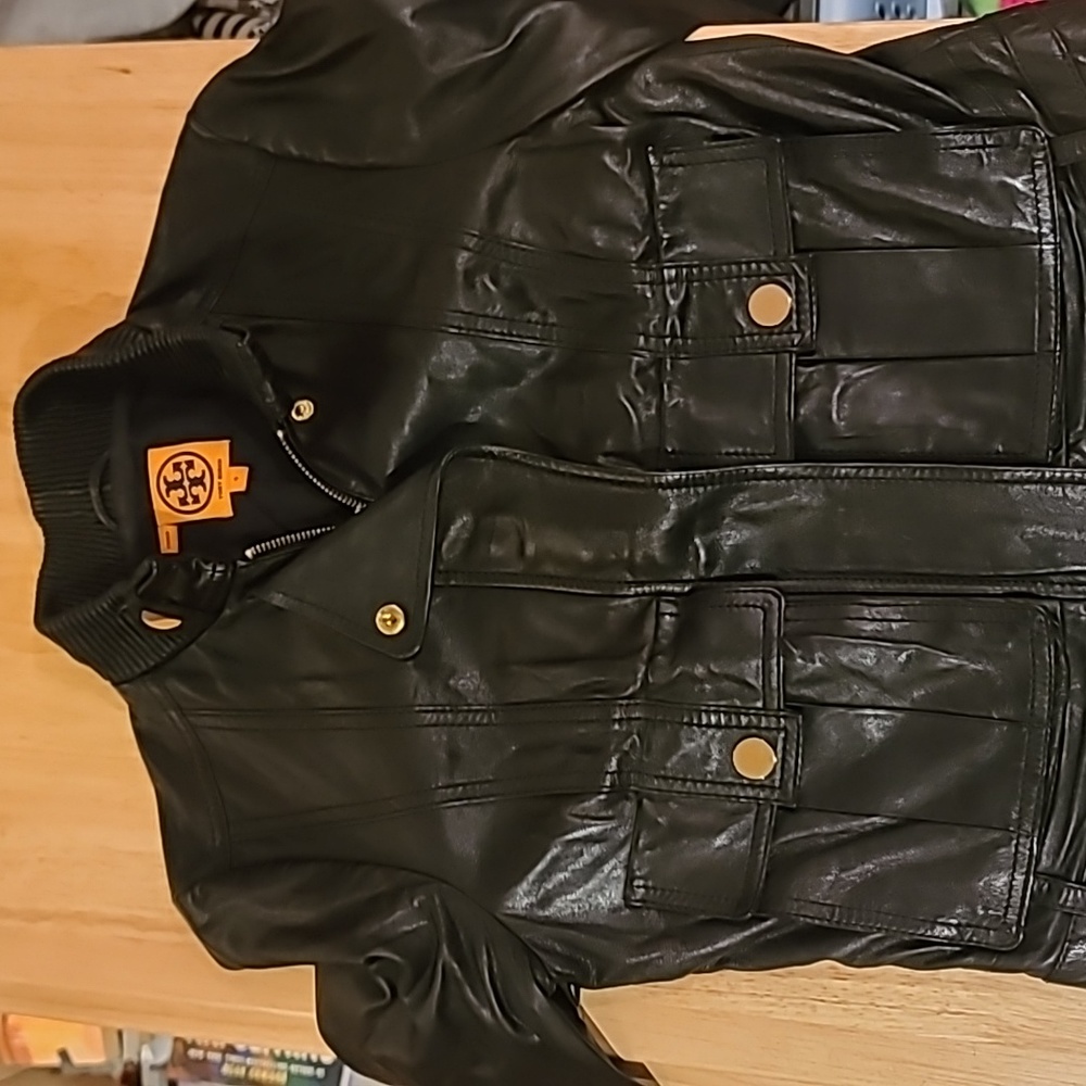 Tory Burch black leather biker jacket